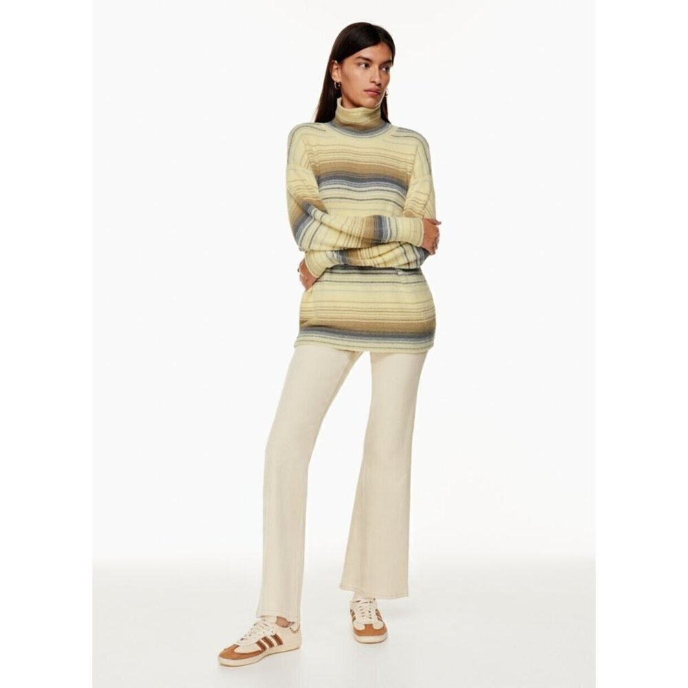 Aritzia Wilfred Free Womens Long Sleeve striped Hush Knit Turtleneck Large